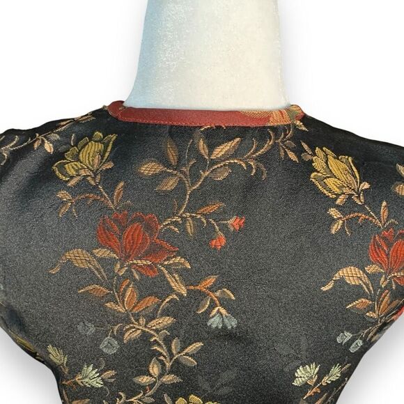 Vintage Coldwater Creek Vest Burgundy Floral Jacquard Tapestry Patchwork Asian - Picture 5 of 10